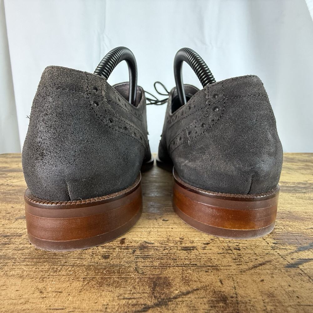 Joseph Abboud Mens Shoes 10.5 D Gray Suede Leather Wing Tip Fredrick Oxford - Picture 7 of 11